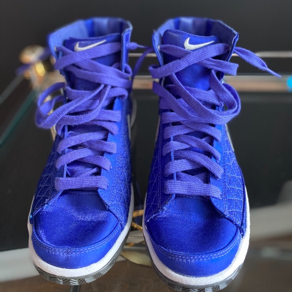 New Nike Blazer Mid Sneakers Blue Silver - Picture 6 of 8